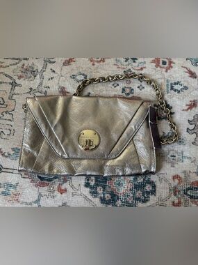 NWT Elliott Lucca Cordoba Pyrite Metallic Genuine Leather Chain Shoulder Bag